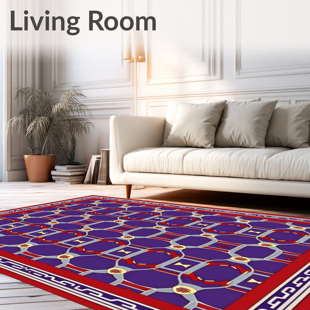 Majestic Purple Red Geometric Link Rug