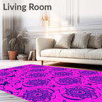 Vibrant Magenta Butterfly Medallion Rug