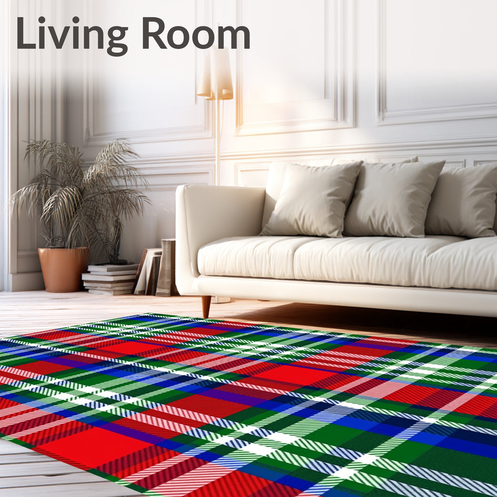 Classic Red Green Blue Plaid Rug