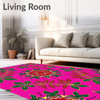 Vibrant Pink Leaf Mandala Rug