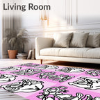 Pink Abstract Figure Grid Rug