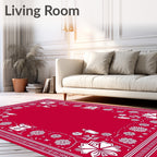 Crimson Floral Camper Van Border Rug