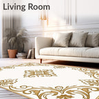 Golden Vine Scroll Medallion Rug