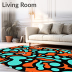 Groovy Guitar Amps Abstract Orange Teal Rug