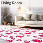 Sweet Pink Hearts Strawberry Apples Rug