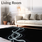 Abstract White Smoke Waves Rug