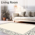 Art Nouveau Ivory Floral Border Rug