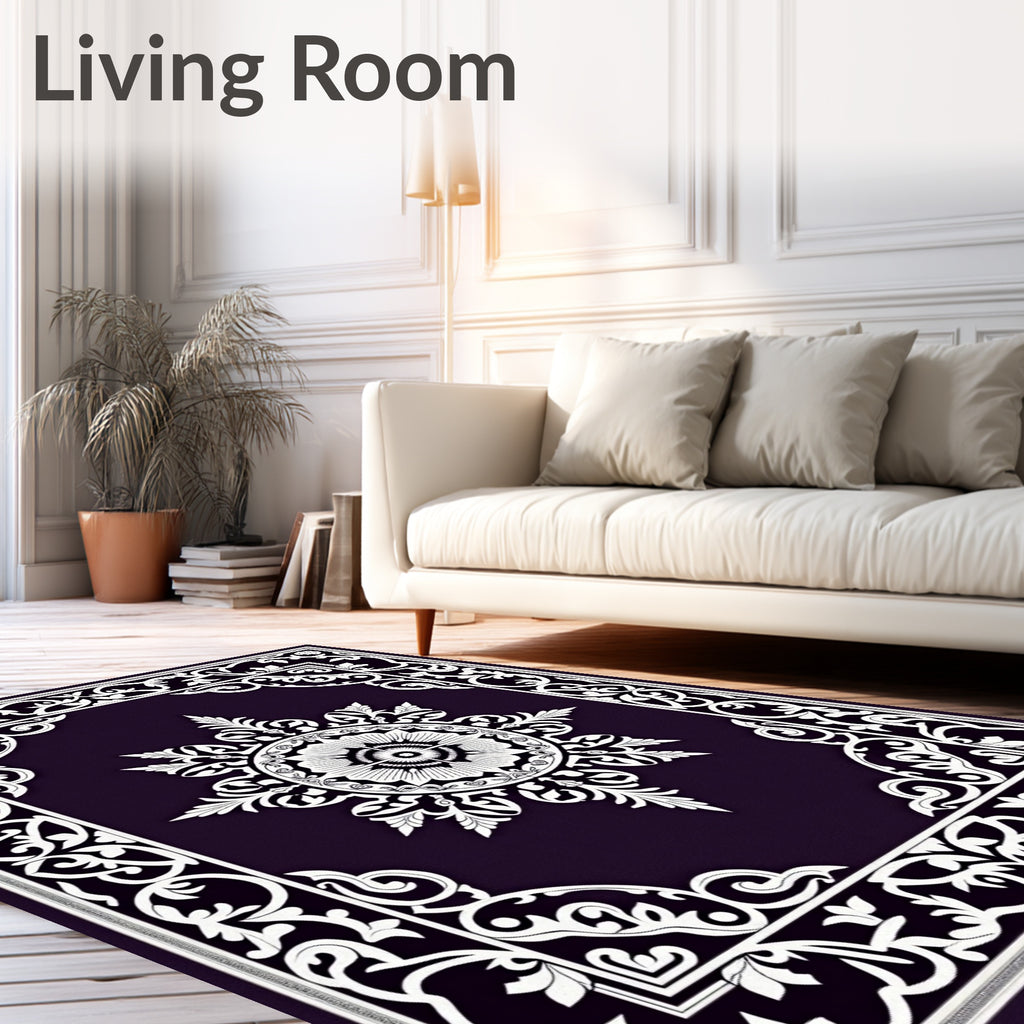 Deep Plum Classic Floral Medallion Rug
