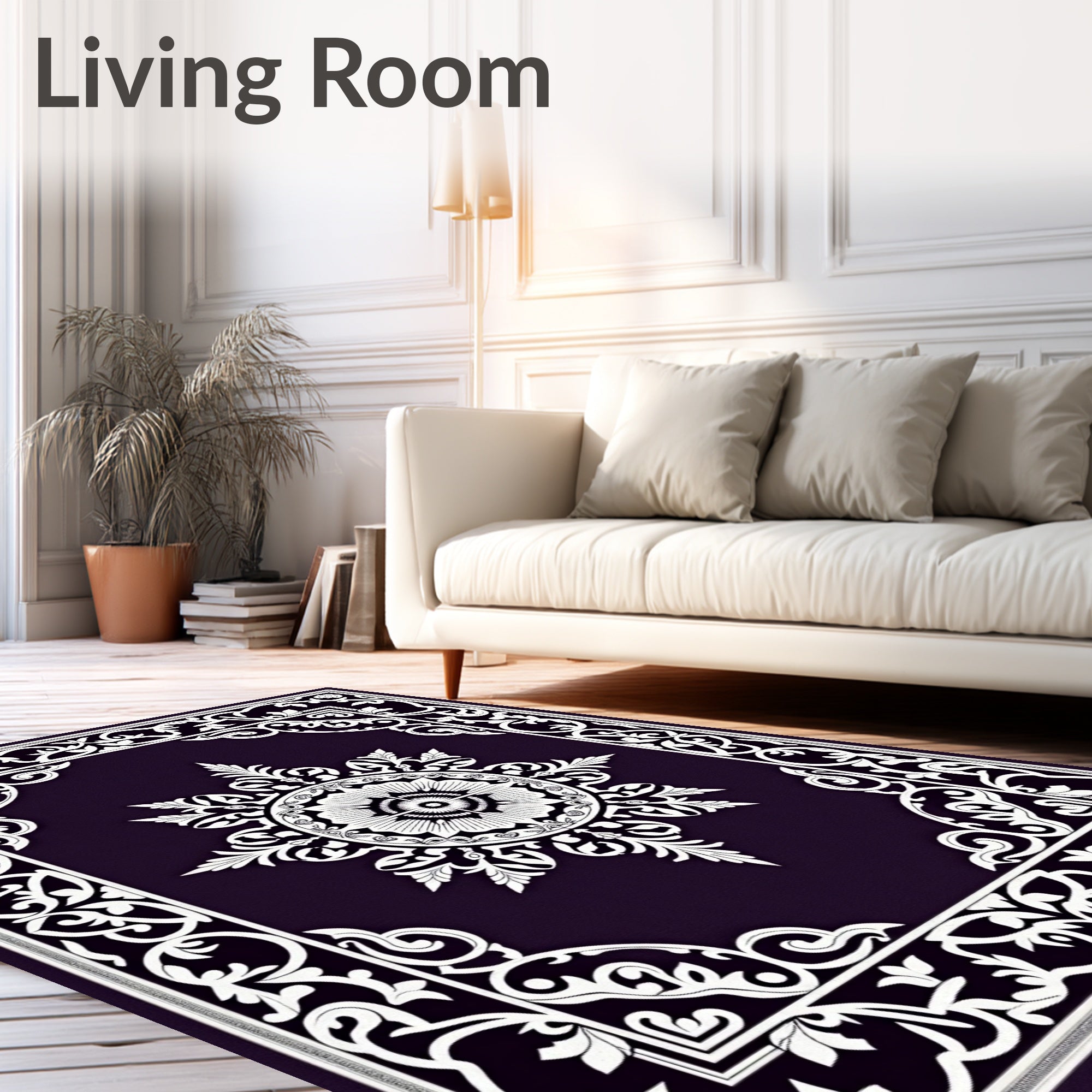 Deep Plum Classic Floral Medallion Rug