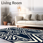 Navy Cream Abstract Symmetrical Symmetry Rug