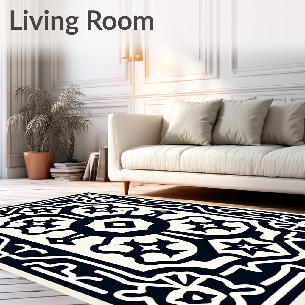 Dark Ivory Abstract Medallion Symmetry Rug