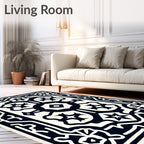 Dark Ivory Abstract Medallion Symmetry Rug