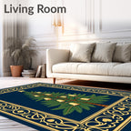 Ornate Gold Border Christmas Tree Rug