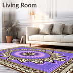 Lavender and Cream Medallion Mandala Rug