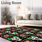 Whimsical White Dog Floral Repeat Rug