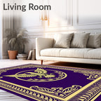 Gold Imperial Eagle Purple Scrollwork Rug