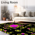 Yellow Pink Black Tribal Eye Rug