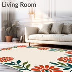 Crimson Floral Bordered Garden Rug