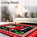 Jolly Santa Claus with Holly Snowflakes Rug