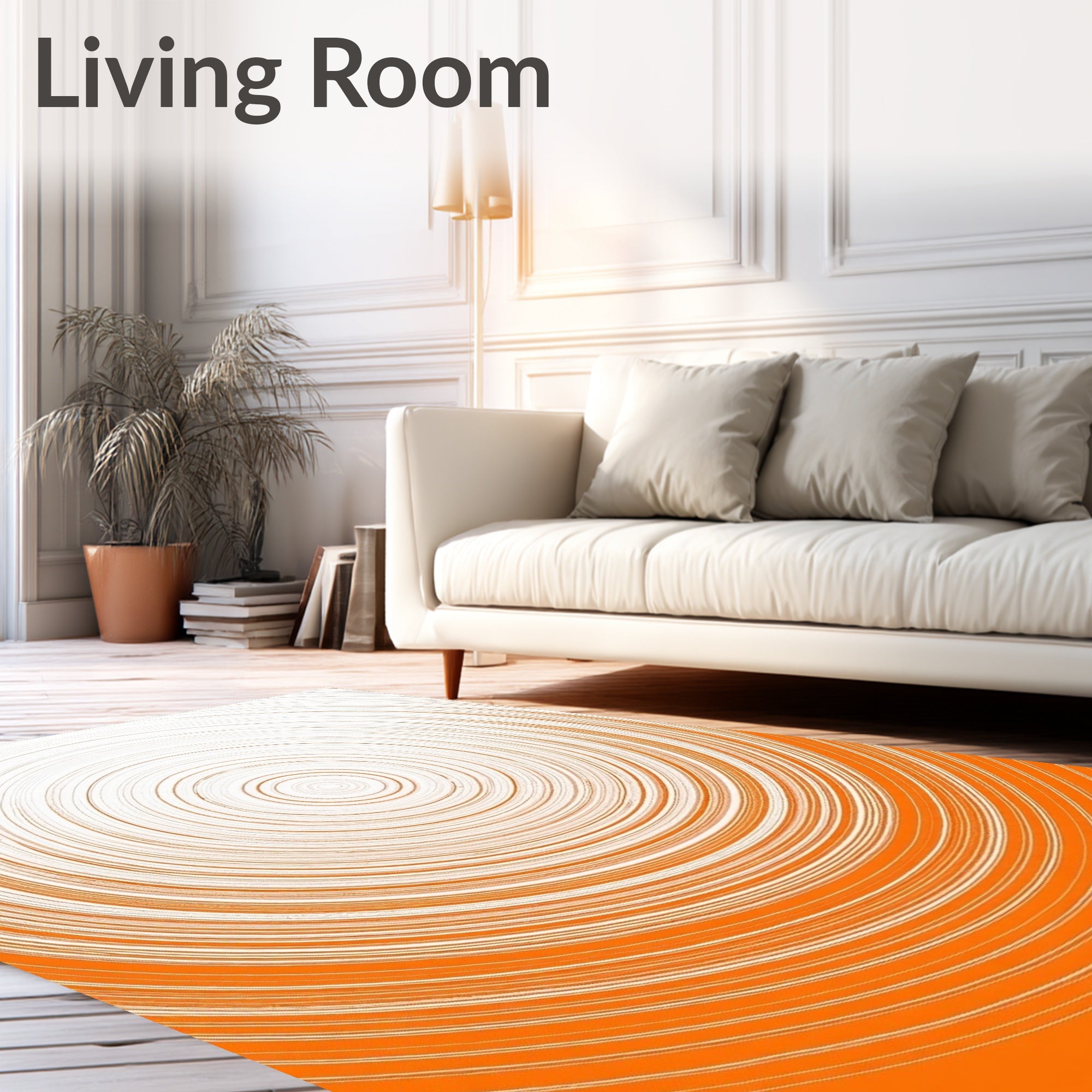 Bright Orange Concentric Ripple Rug