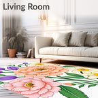 Peachy Pink Purple Floral Medley Rug