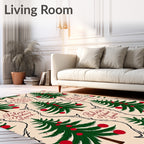 Festive Christmas Tree Red Ornament Rug