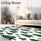 Forest Green Evergreen Trees Repeating Design Rug