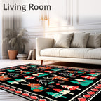 Festive Reindeer And Pine Trees Rug
