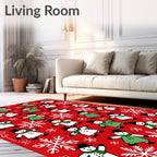 Red Snowmen With Green Coats Rug
