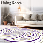 Radiant Purple Gold Swirl Abstract Rug