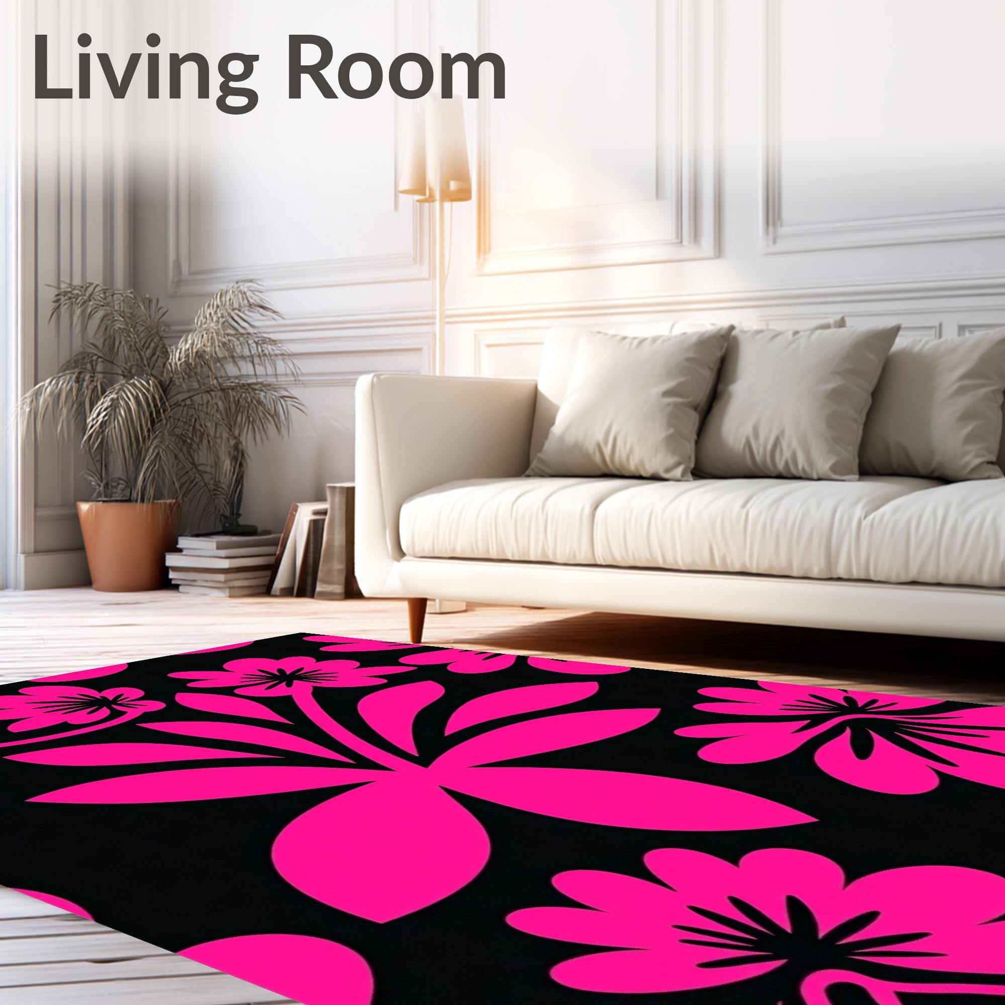 Bright Pink Floral Bloom Rug