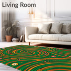 Groovy Green Swirl Abstract Faces Rug
