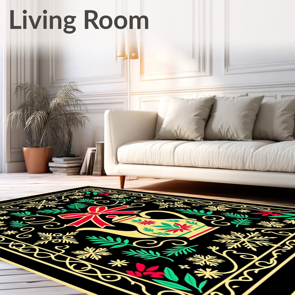 Red Bow Teapot Snowflake Garden Rug