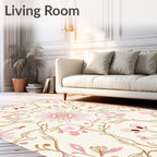 Soft Pink Floral Vine Medallion Rug