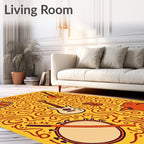 Retro Orange Musical Instruments Rug