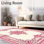 Ornate Pink Blossom Frame Rug
