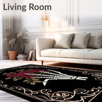 Dark Red Roses Skeleton Hand Frame Rug