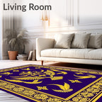 Majestic Gold Winged Crest Royal Blue Rug