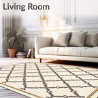 Rustic Cream Lattice Border Rug