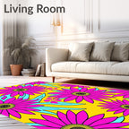 Vibrant Magenta Daisy Field Rug