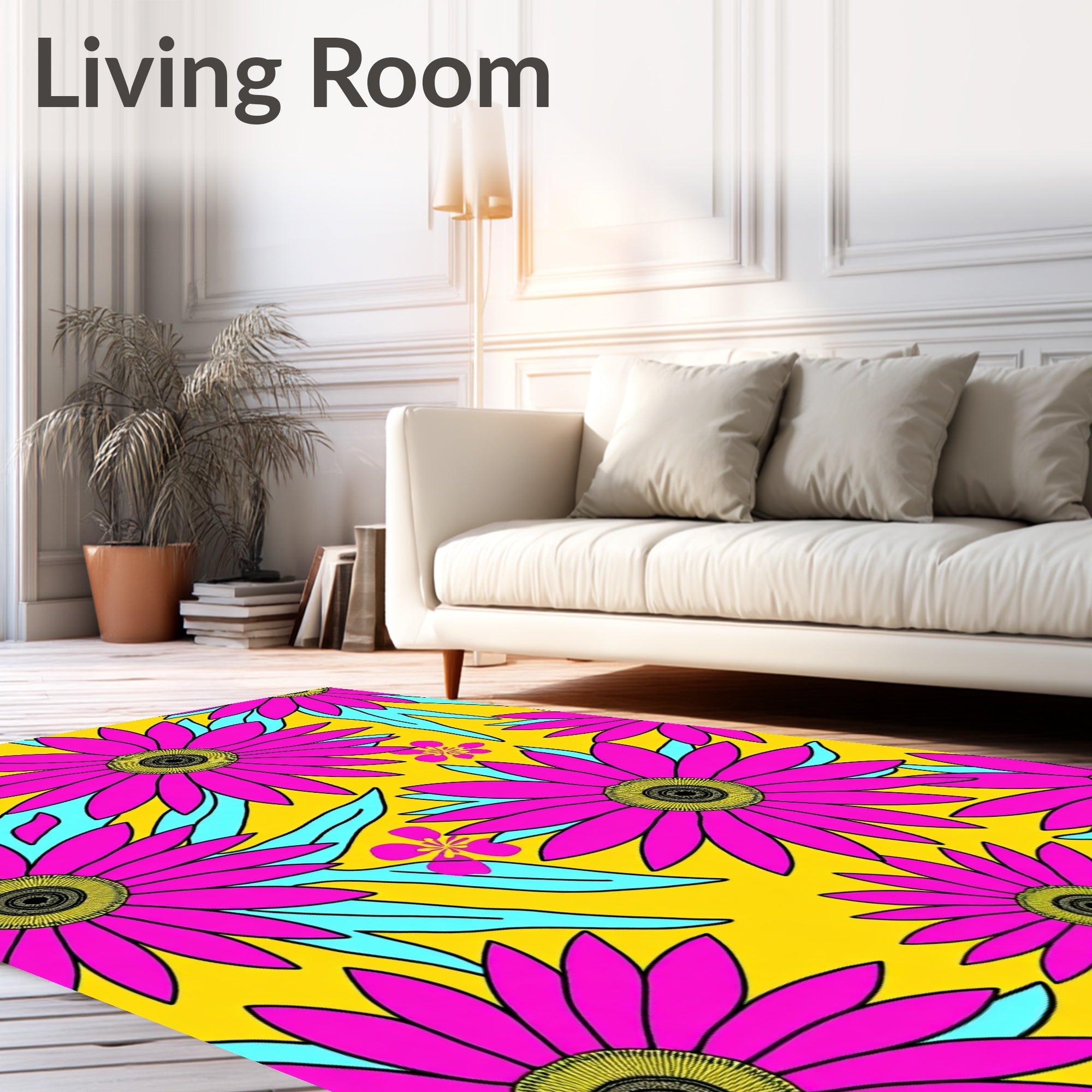 Vibrant Magenta Daisy Field Rug