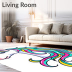 Vibrant Rainbow Mane Unicorn Head Rug