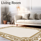 Elegant Gold Acanthus Scroll Border Rug