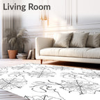 Monochromatic Floral Outline Detail Rug