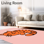 Playful Orange Tabby Cat Portrait Rug
