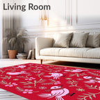Pink Birds With Crowns And Scarves Rug
