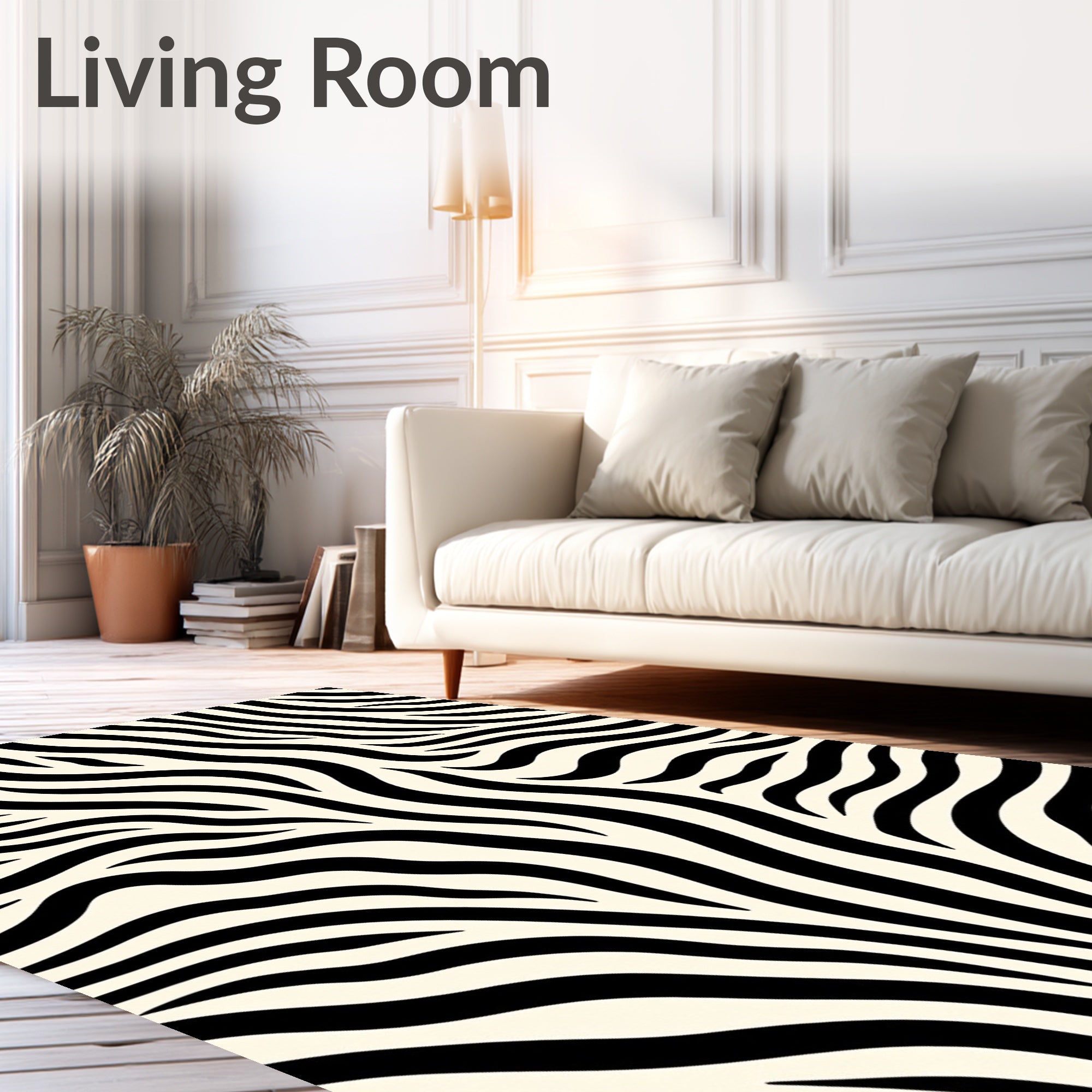 Cream and Black Zebra Stripes Rug