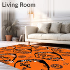 Bold Orange Graphic Face Repetition Rug