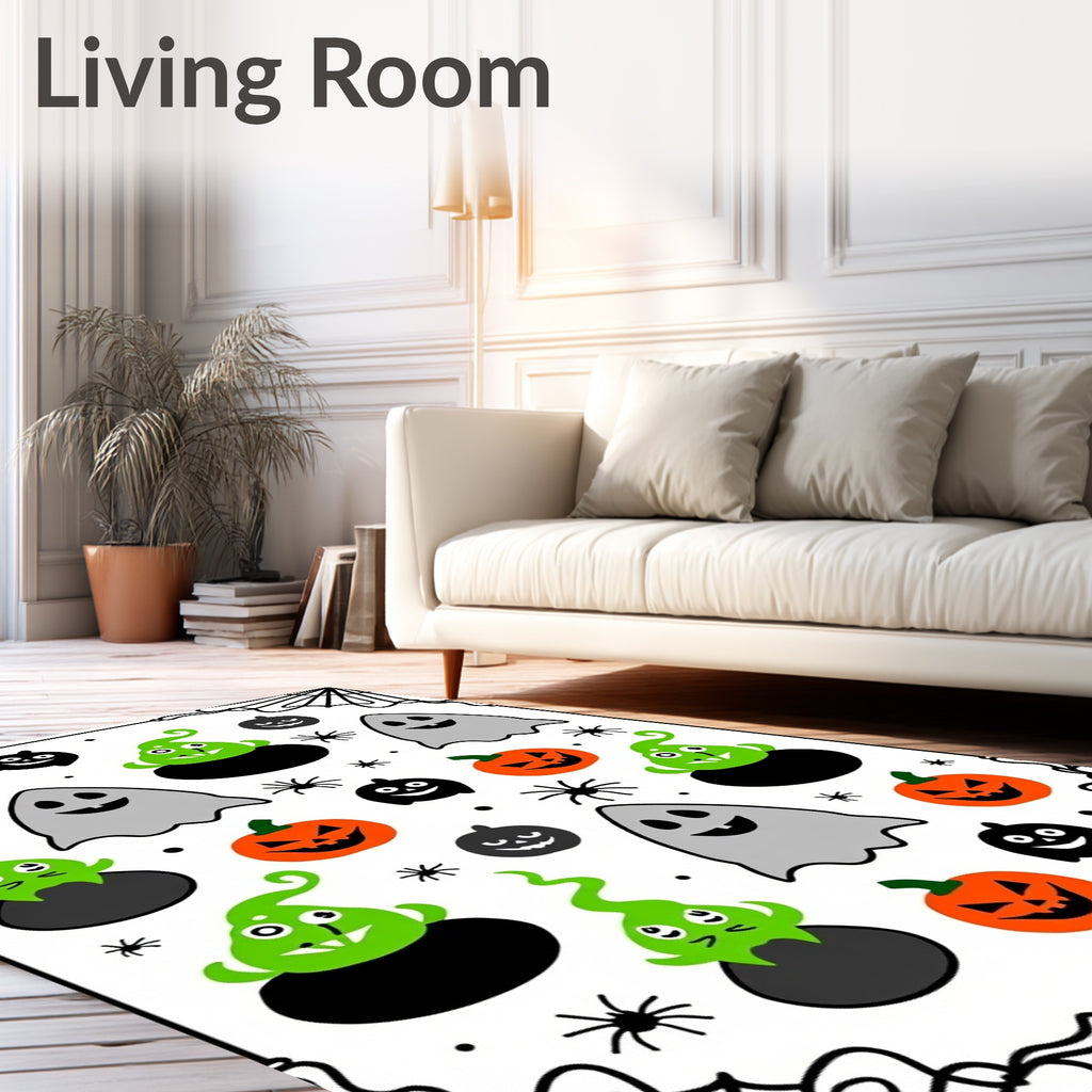 Spooky Halloween Ghosts Pumpkin Spider Medley Rug