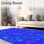 Vivid Blue Purple Swirl Marble Rug